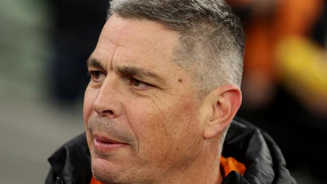 MELBOURNE, AUSTRALIA - JULY 14: Adam Kingsley, senior coach of the Giants looks on after winning the round 18 AFL match between Richmond Tigers and Greater Western Sydney Giants at Melbourne Cricket Ground, on July 14, 2024, in Melbourne, Australia. (Photo by Robert Cianflone/Getty Images)