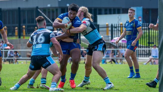 Lance Fualema on the charge for Parramatta in the SG Ball. Picture : Thomas Lisson