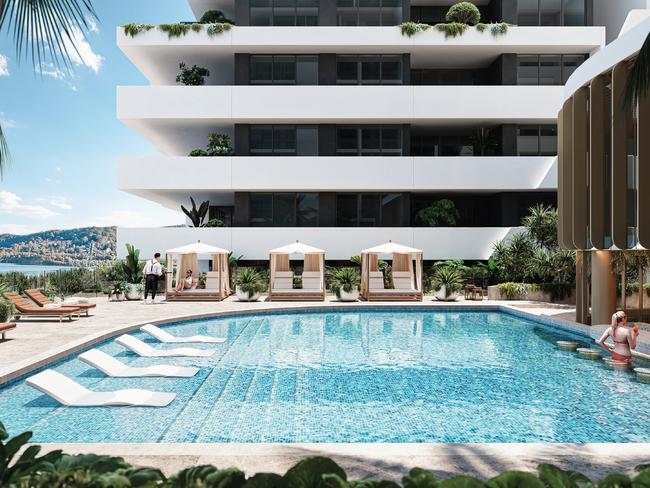 A swim up bar is one of the many luxurious features of the development.