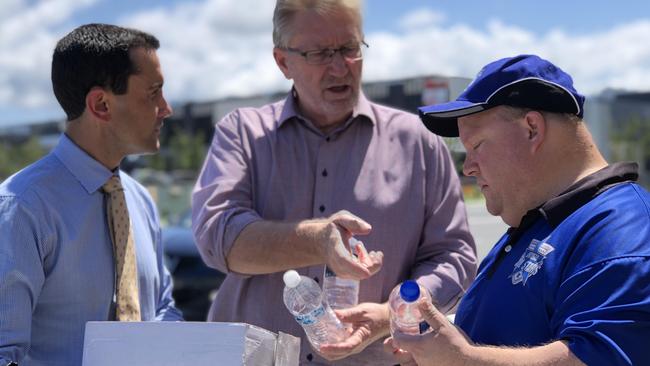 David Crisafulli, Michael Crandon and Shayne Boddington, from Ormeau Football Club, want to see a cash for containers drop off point on the Northern Gold Coast.