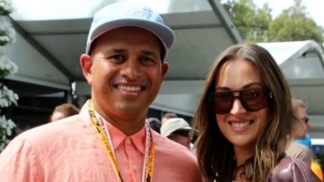 Usman and Rachel Khawaja at the Australian Grand Prix.