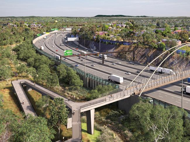 The latest designs for the North East Link upgrade Valda wetlands. Picture: Supplied