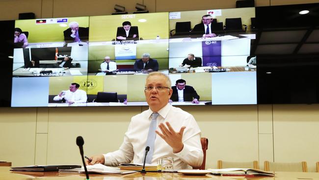 Scott Morrison in Canberra on Friday holds a national cabinet meeting with state and territory leaders. Picture: Adam Taylor/PMO