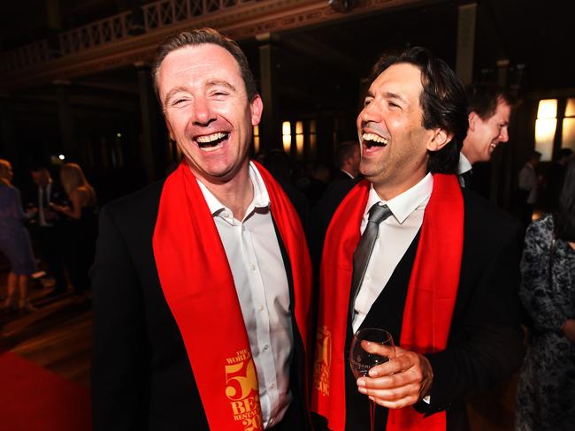 Ben Shrewry from Attica and Dan Hunter from Brae at the World's 50 Best Restaurants award ceremony. Best chefs in world at Royal Exhibition BuildingPicture:Rob Leeson.