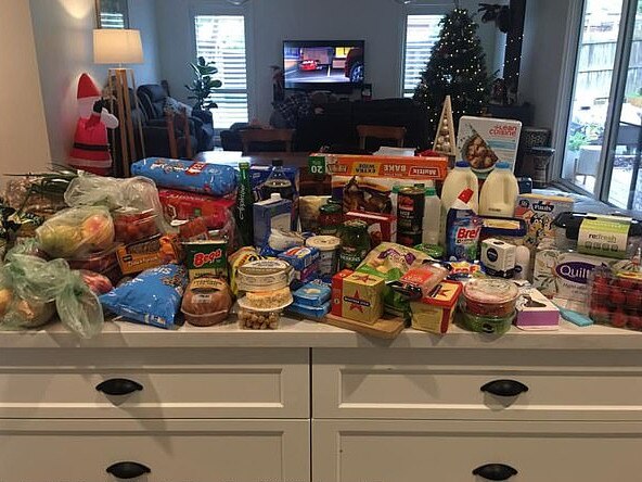 One mum shared a photo of this Christmas grocery, revealing she got it for ‘free’ using a supermarket loyalty scheme. Picture: Facebook