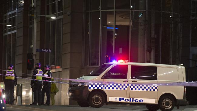 Police responding to the incident at Inflation nightclub on King St in Melbourne’s CBD.