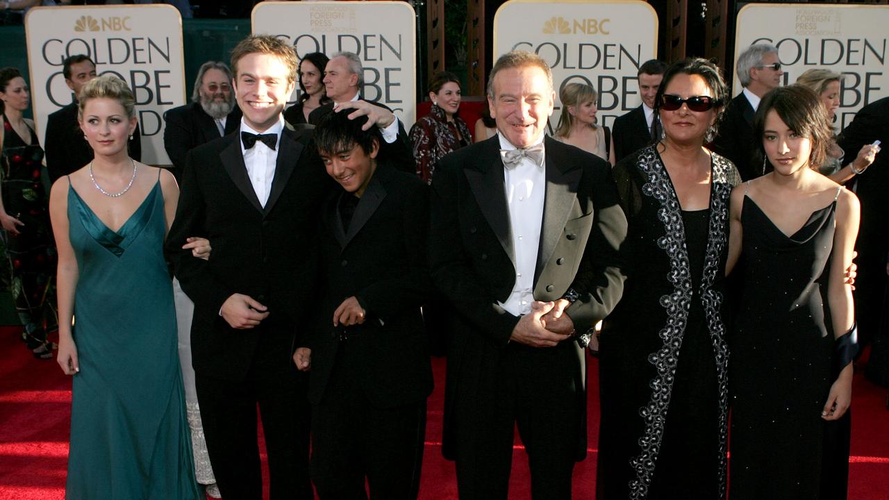 Robin Williams with his family at the Golden Globe Awards in 2005. Picture: Kevin Winter/Getty Images