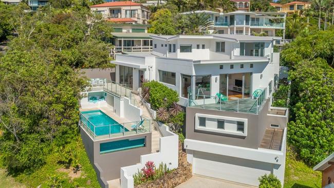 Karl and Jasmine Stefanovic have purchased this four-bedroom ocean-view home at Sunshine Beach.