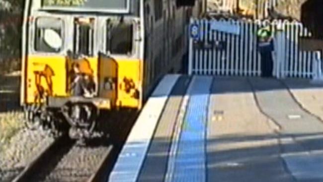 A man was spotted at Bankstown siting on the end of the train. Picture: Supplied