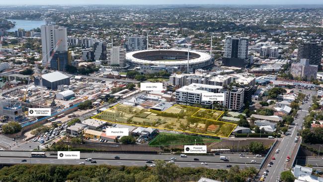 The 1ha site at Wooloongabba includes the former Chalk Hotel. Source: Trenert