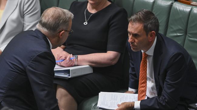 Prime Minister Anthony Albanese and Treasurer Jim Chalmers during Question time at Parliament House in Canberra following the budget. Picture: NCA NewsWire / Martin Ollman