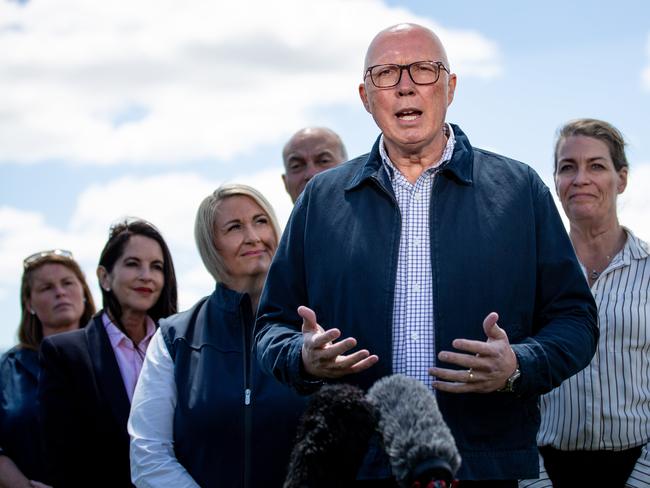 Leader of the Opposition Peter Dutton at Littlewood Berry Farm in Richmond, Tasmania. Picture: Linda Higginson