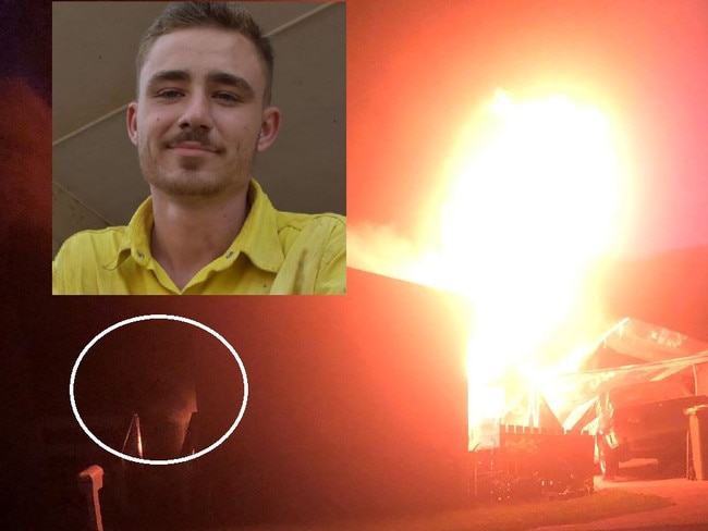 Jacob Kinley is a local hero after rescuing a girl from a burning house. He ran inside the door (circled). Photos: Philippe Coquerand and contributed.