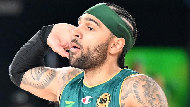 HOBART, AUSTRALIA - DECEMBER 29: Jordon Crawford of the Jackjumpers  during the round 14 NBL match between the Tasmania Jackjumpers and Brisbane Bullets at MyState Bank Arena, on December 29, 2024, in Hobart, Australia. (Photo by Steve Bell/Getty Images)