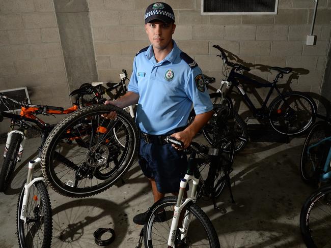 Sen Constable Hugo James wants to help reunite the stolen bikes with their owners. Picture: Elenor Tedenborg.