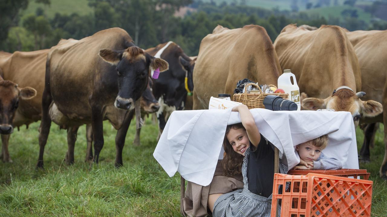 Evie and Max turn the picnic into a fort. Picture: Zoe Phillips