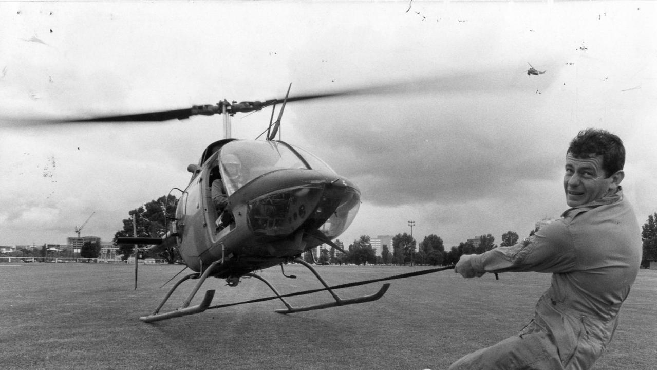 One of the major attractions at the 1989 Royal Adelaide Show was an Army helicopter called Snoopy, from the Army School of Aviation based in Queensland. Pilot Major Steve Graham.