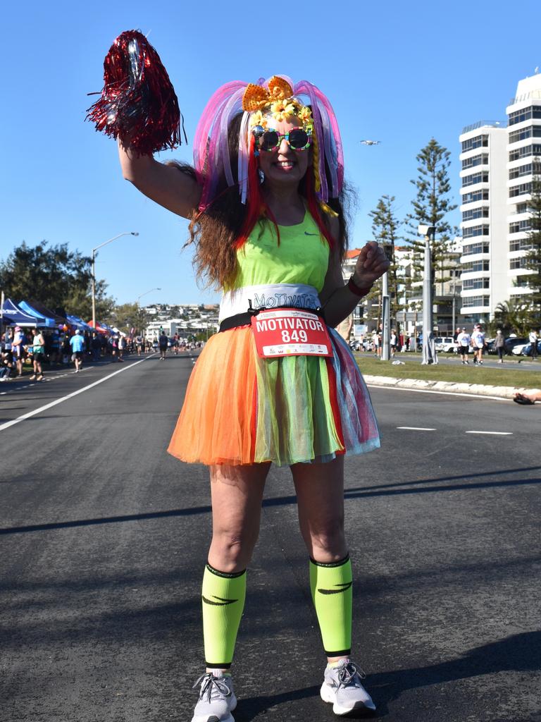 Tracey Dixon as an official event motivator at the 2022 Sunshine Coast Marathon. Picture: Eddie Franklin