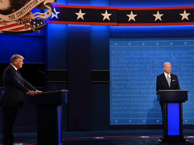 US President Donald Trump and Democratic candidate Joe Biden faced off in the first presidential debate in Cleveland. Picture: AFP