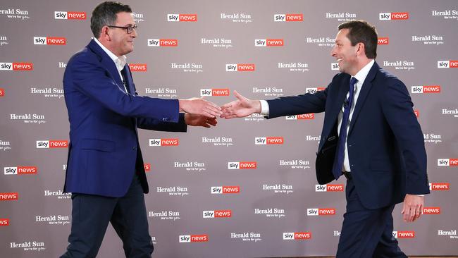 Victorian State Election People’s Forum with Victorian Premier Daniel Andrews and Opposition Leader Matthew Guy at Box Hill, Melbourne. Picture: Ian Currie