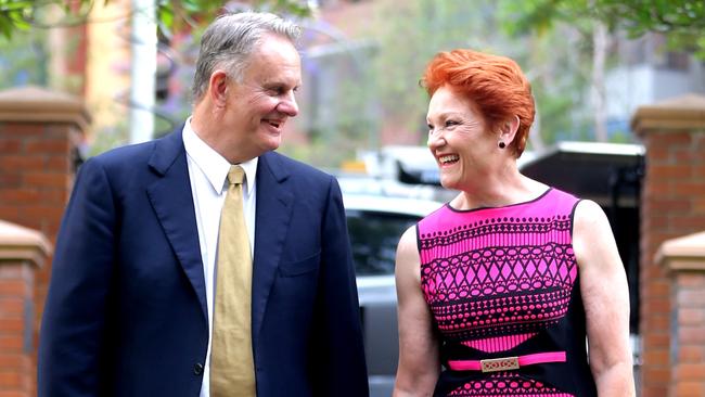 Mark Latham with Pauline Hanson in Sydney yesterday: ‘I’ve got a calm resolve.’ Picture: John Grainger