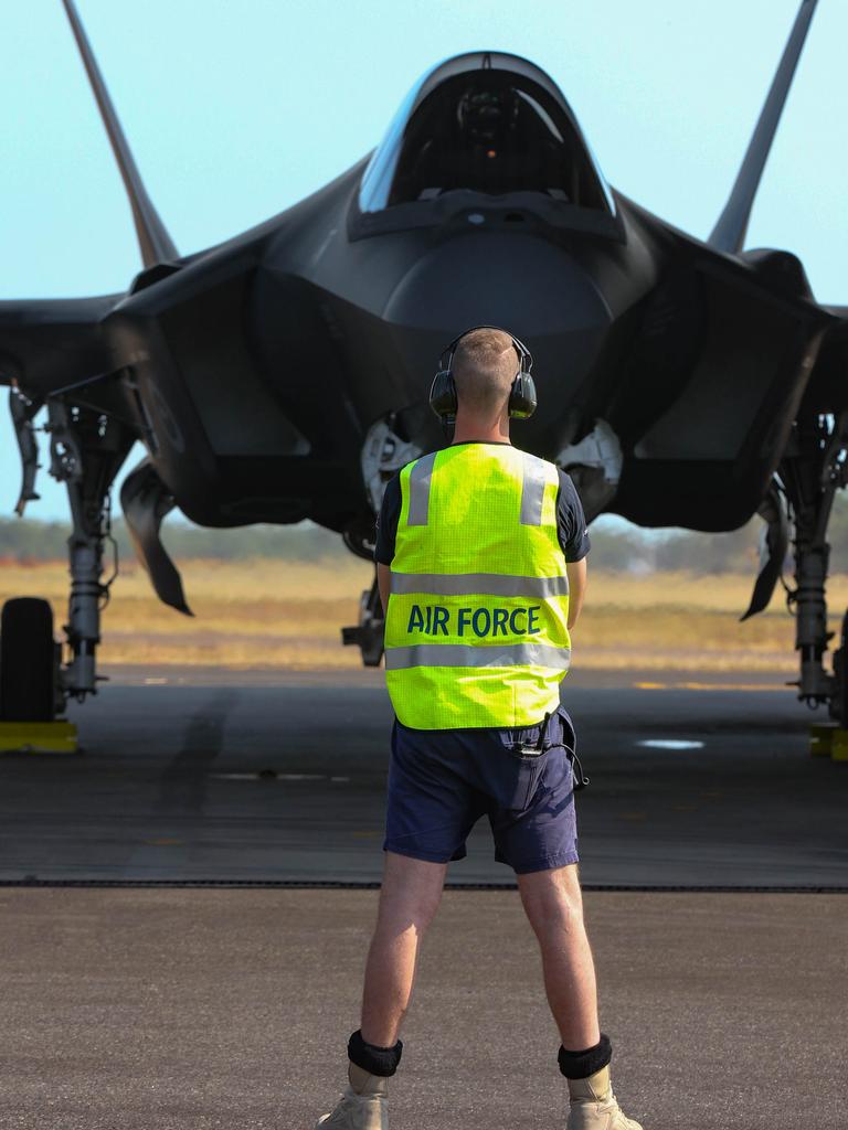 One of RAAF's new additions , The F-35A Lightning 2 will be among 50 fighting planes involved in Exercise Arnhem Thunder 21 over the Top End . Picture Glenn Campbell