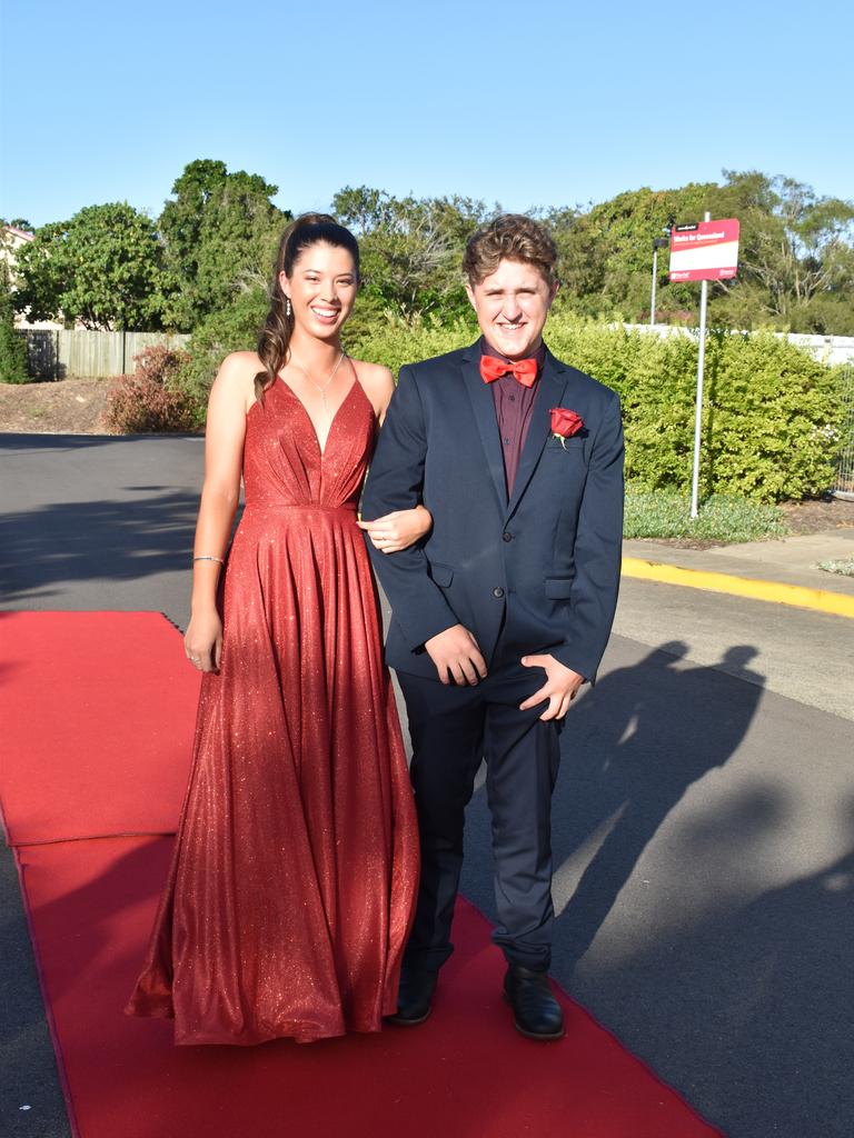 RIVERSIDE FORMAL: Benjamin Dance and Jorja Kroning arrive at the Riverside Christian College Formal. Photo: Stuart Fast