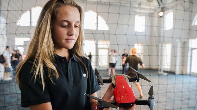 The DJI Mavic Air drone is unveiled at an event held at Luna Park, Sydney. Picture: Jennifer Dudley-Nicholson