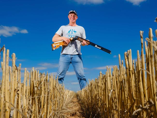 16/02/2020 Australian Olympian James Willett at his family's property in Mulwala just north or Yarrawonga, Victoria. Willett has built a new state of art shooting range at the family property and it's the only one like it between Melbourne and Sydney. Simon Dallinger/The Australian