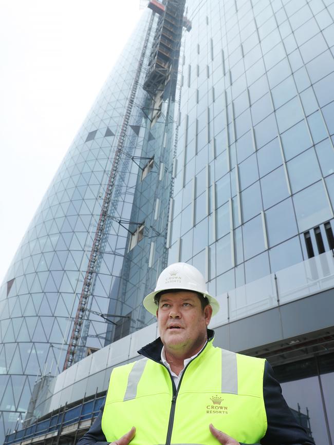 James Packer at the $2.4bn Sydney casino project. Picture: Rohan Kelly