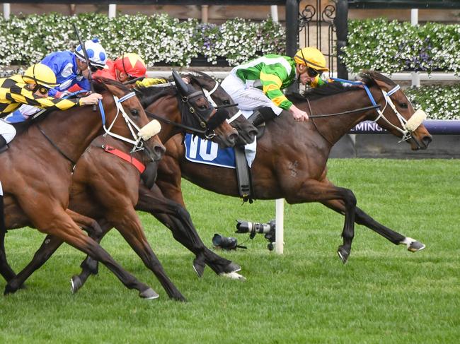 Life Lessons (NZ) ridden by Daniel Stackhouse wins the Furphy Rose of Kingston Stakes at Flemington Racecourse on October 07, 2023 in Flemington, Australia. (Photo by Reg Ryan/Racing Photos via Getty Images)