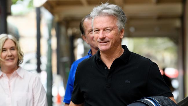 Australian former international cricketer Steve Waugh awaits the arrival of neurosurgeon Charlie Teo to a Health Care Complaints Commission Professional Standards Committee inquiry in Sydney, Monday, February 13, 2023. (AAP Image/Bianca De Marchi) NO ARCHIVING