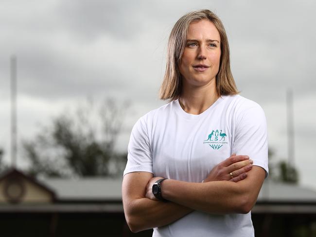 MELBOURNE, AUSTRALIA - MAY 20: Ellyse Perry poses during the Australian 2022 Commonwealth Games T20 Women's Cricket squad announcement at Edinburgh Cricket Club on May 20, 2022 in Melbourne, Australia. (Photo by Kelly Defina/Getty Images)