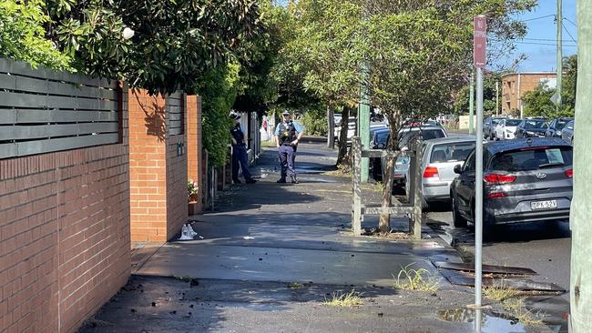 The crime scene where the man was stabbed near Broadmeadow train station. Picture: Dan Proudman