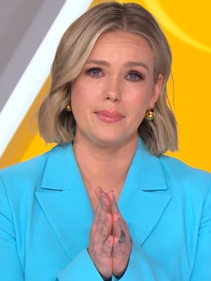 During her emotional announcement on the set of Sunrise.