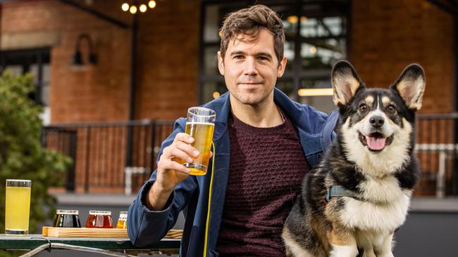 Richard Bell with dog Onslow at Brightstar Brewery in Thebarton. Picture: Tom Huntley