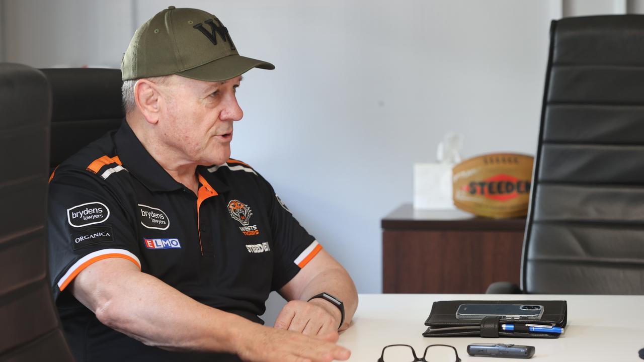 Tim Sheens is conducting a mid-season review at the Wests Tigers. Picture: Richard Dobson