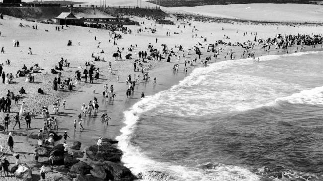 As surf bathing grew in popularity from the 1900s popular Sydney beaches such as Bondi were regularly closed because of sharks. Picture: State Library of NSW