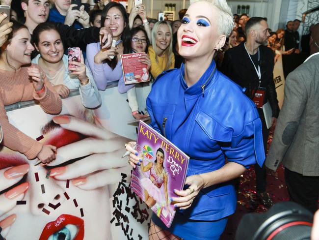 Katy spent much of her first day in Australia hanging out with fans. Picture: Justin Lloyd