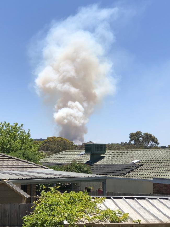 The fire threatened homes in northern Sunbury. Picture: Twitter/@Calbert1994