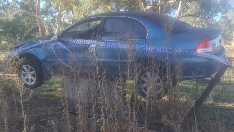 The car’s position has stumped social media users, who are questioning the driver’s actions. Picture: SA Police