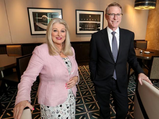 Crown Resorts chair Helen Coonan with CEO Ken Barton in the Crystal Club at Crown, Melbourne. Picture: David Geraghty / The Australian.