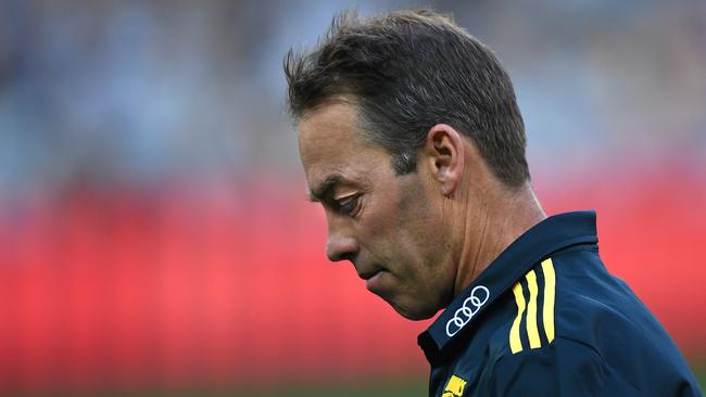 Hawks coach Alastair Clarkson reacts to another defeat.