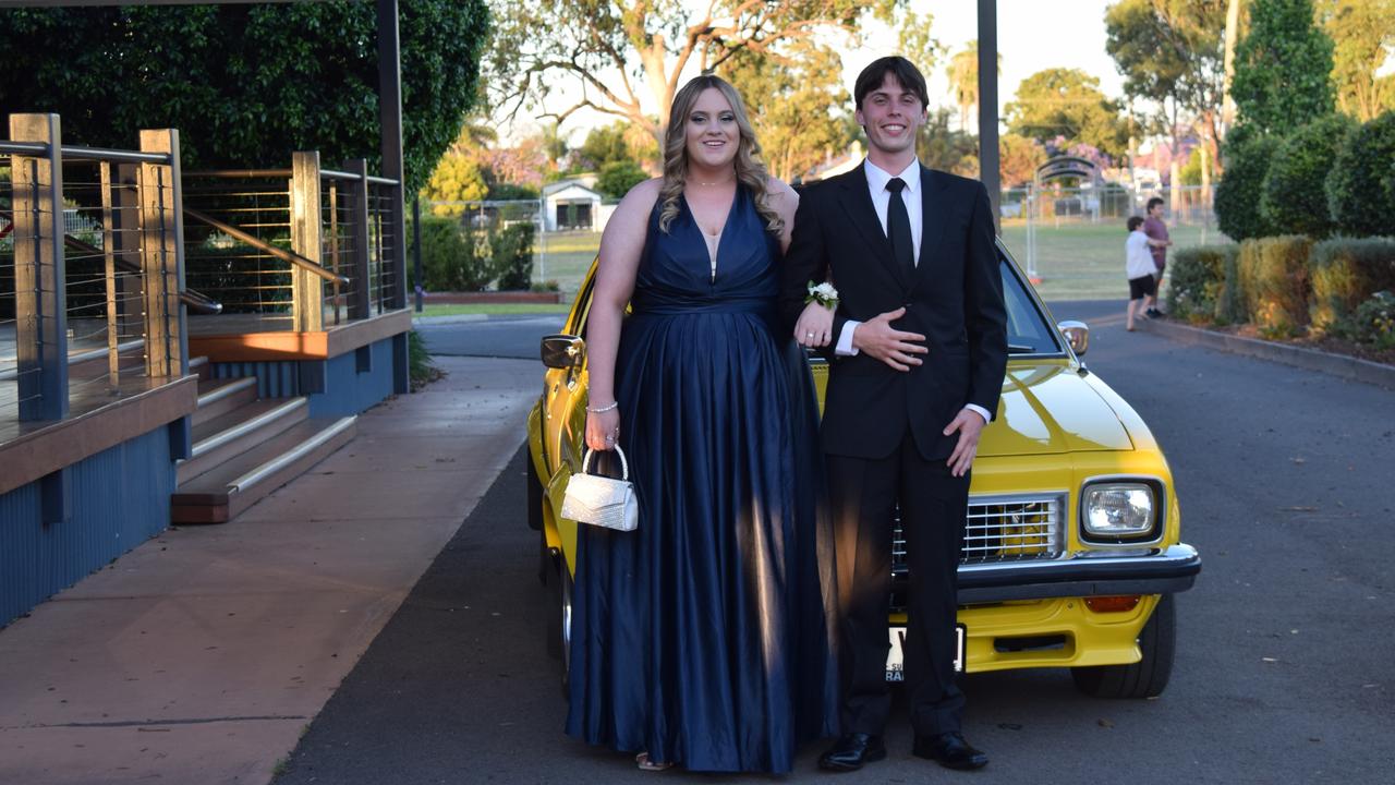 Claudia Henderson and Trent Young at the Our Lady of Southern Cross College formal 2022. Picture: Emily Devon.