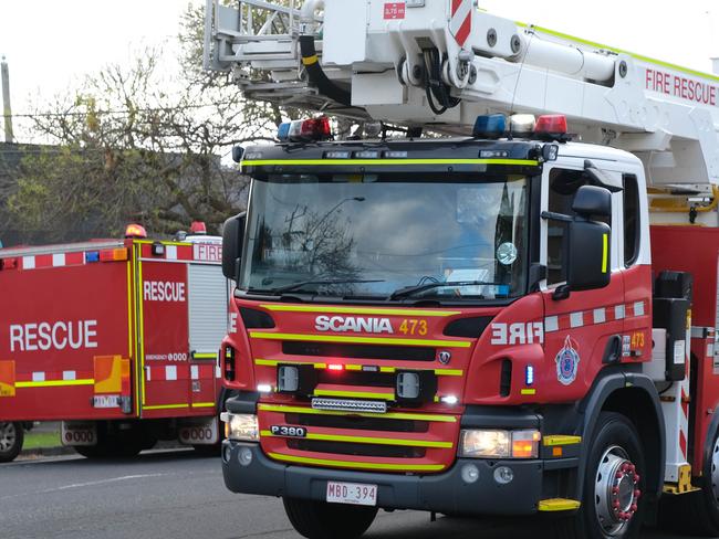 Fire emergency services at least 5 appliances  attended at the Geelong Hospital .Picture: Mark Wilson