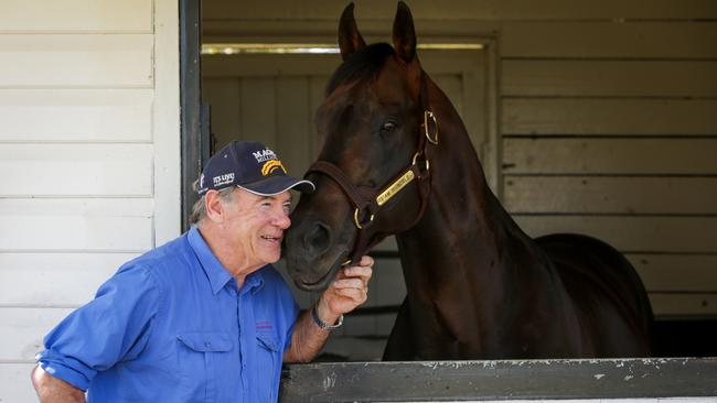 I Am Invincible with Yarraman Park manager Arthur Mitchell. Picture: Liam Driver