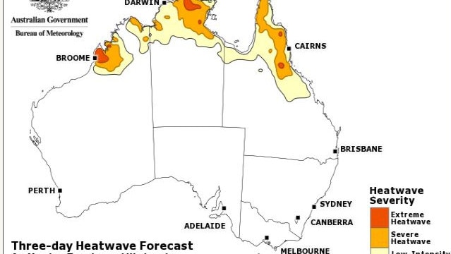 BOM has forecast heatwave conditions across the Far North. This is the situation they have forecast for Monday, Tuesday and Wednesday. Forecast issued on November 20. Picture: Bureau of Meteorology.