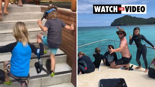 Chris Hemsworth’s kids get ready to go snorkeling