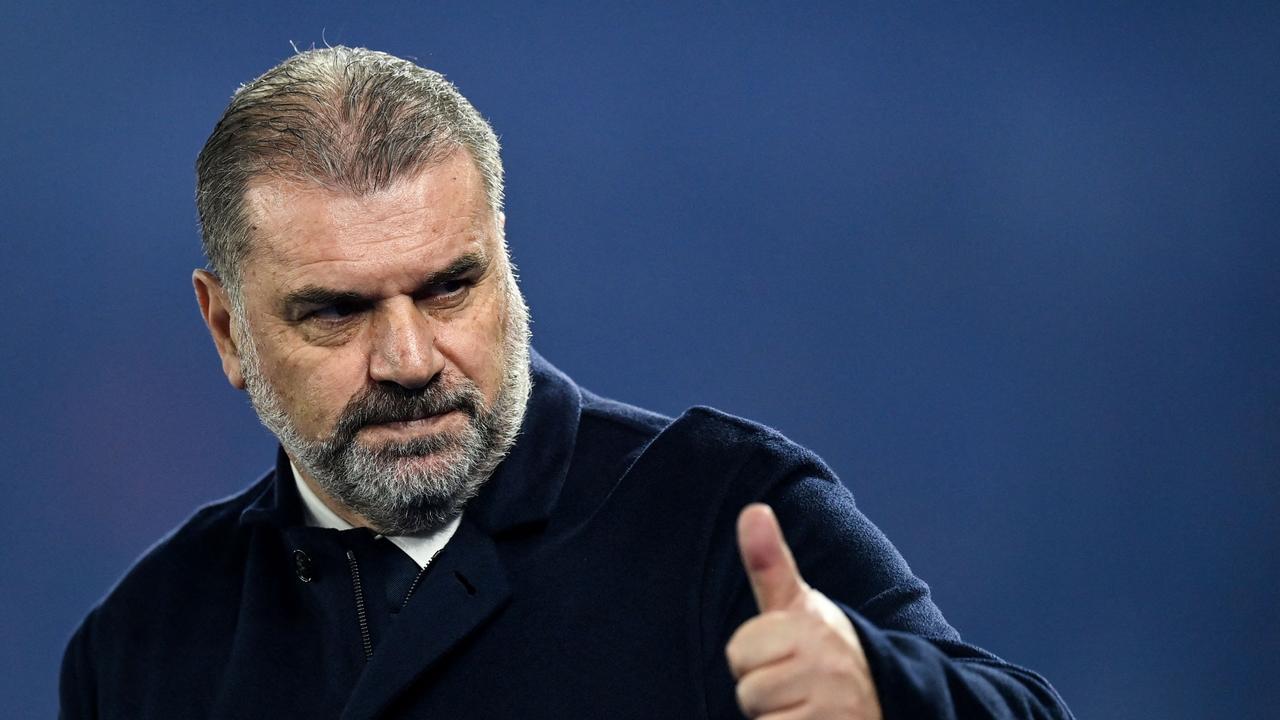 Ange Postecoglou reacts inside the American Express Community Stadium in Brighton. Photo by Glyn KIRK / AFP.