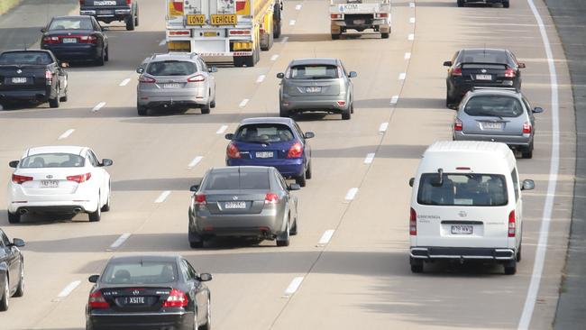 Traffic congestion on the Pacific Motorway around the Foxwell and Abraham Road exit at Coomera. Picture: Jono Searle.